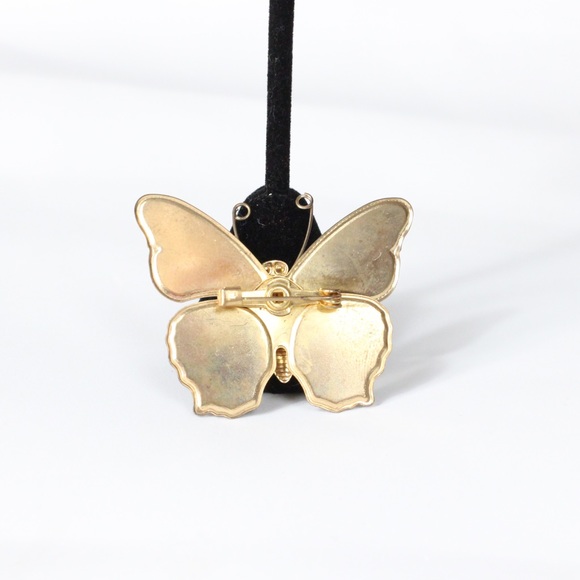 Vintage gold butterfly brooch pin multi colored - Picture 3 of 4